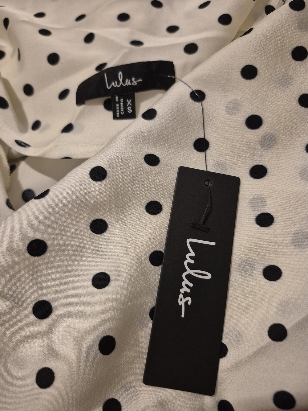 Lulu's Cream and Black Polka Dot Slip Dress - Picture 4 of 7